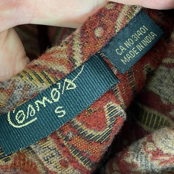 Vintage Rust Brown Floral Shacket Embroidered Sweater Jacket Reversible Coat S - Picture 5 of 9